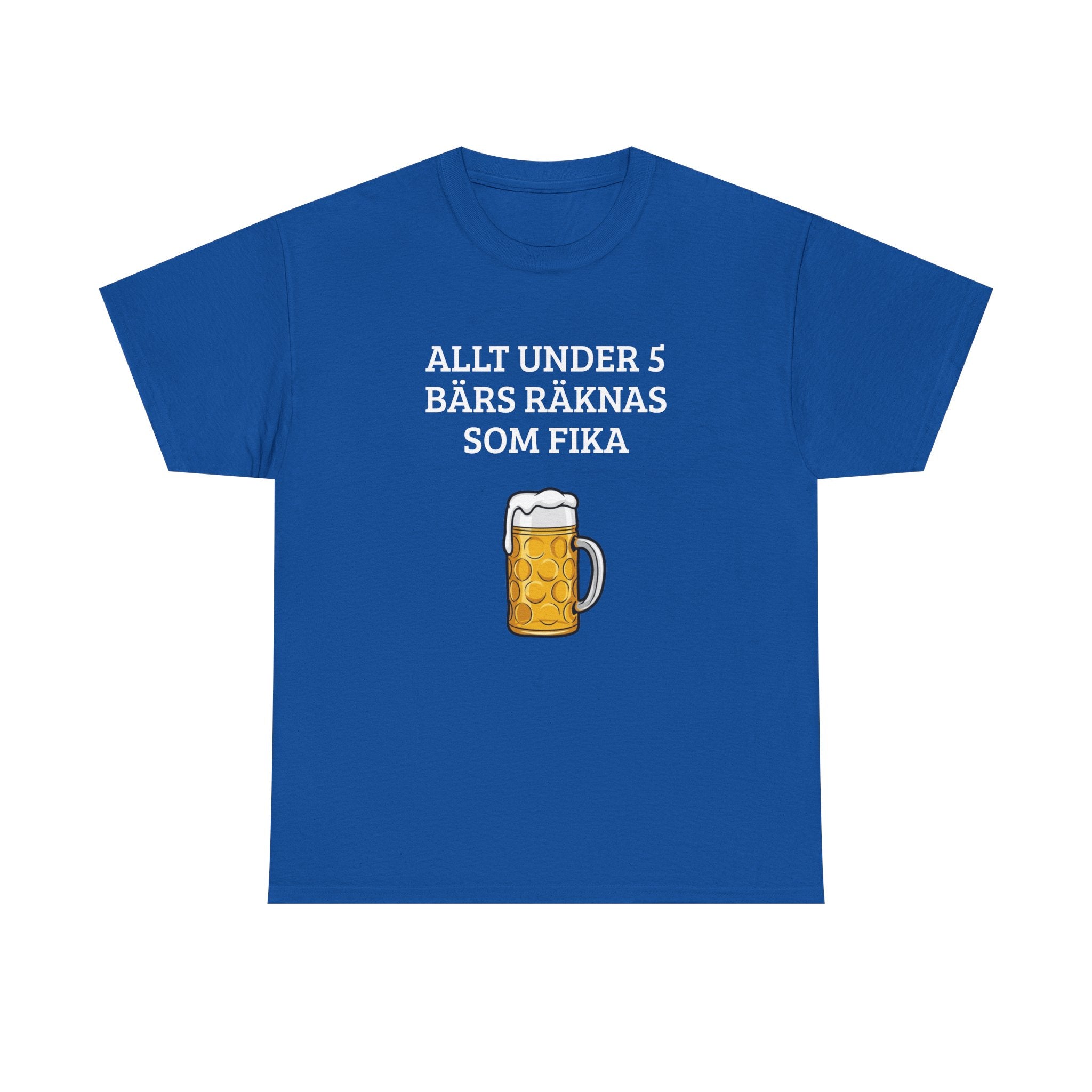 Beer Mug Tee — "Allt under 5 bärs räknas som fika"