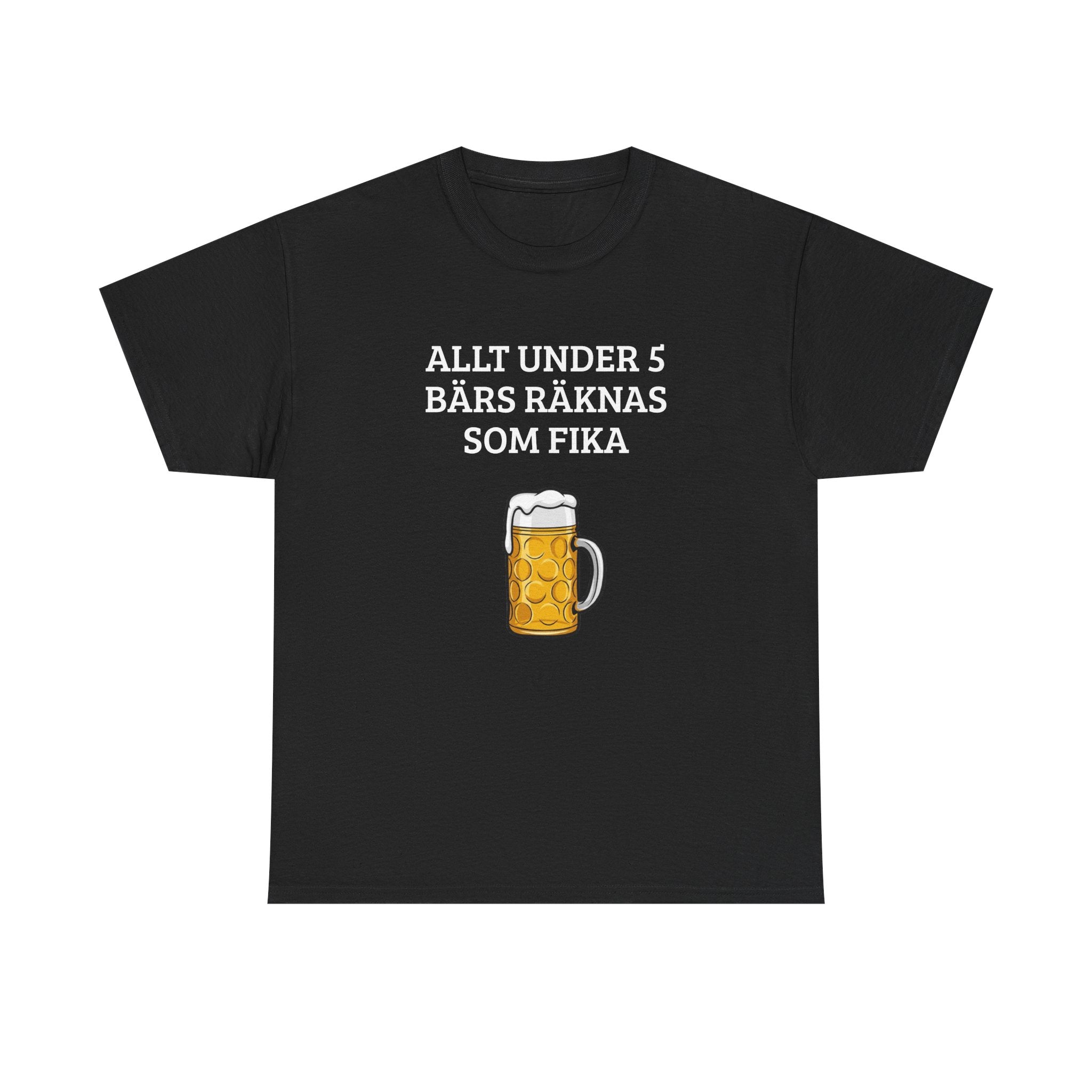 Beer Mug Tee — "Allt under 5 bärs räknas som fika"