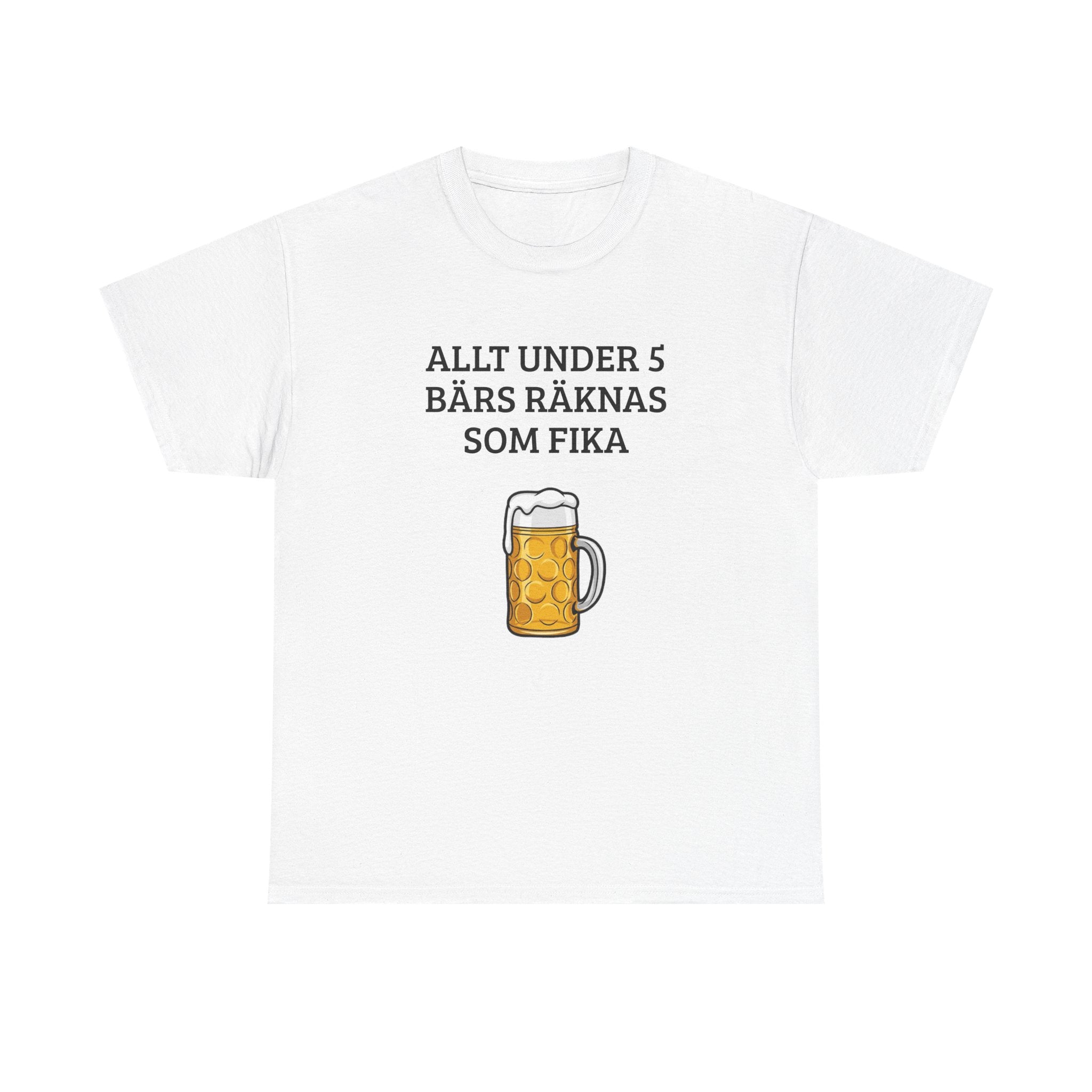 Beer Mug Tee — "Allt under 5 bärs räknas som fika"