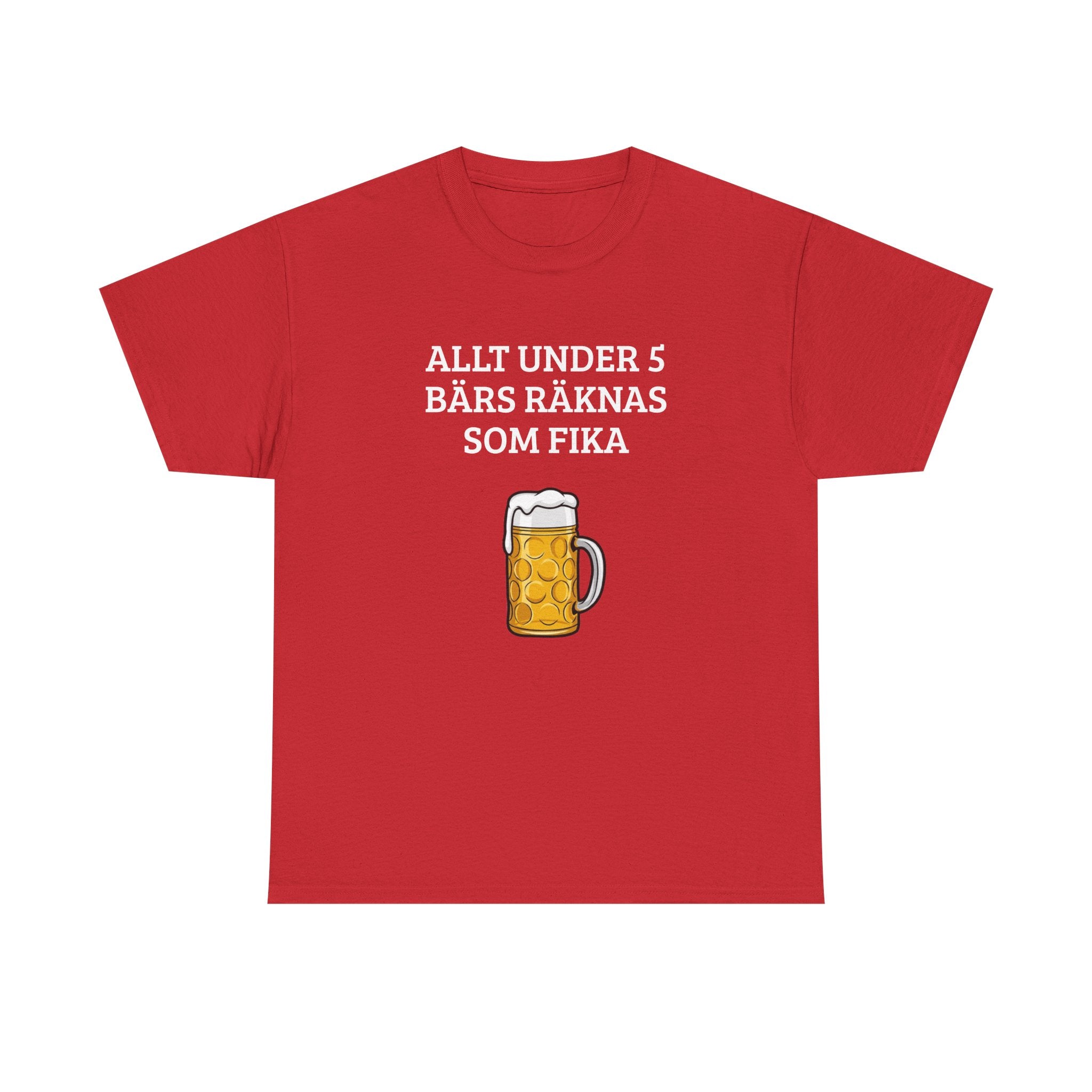 Beer Mug Tee — "Allt under 5 bärs räknas som fika"